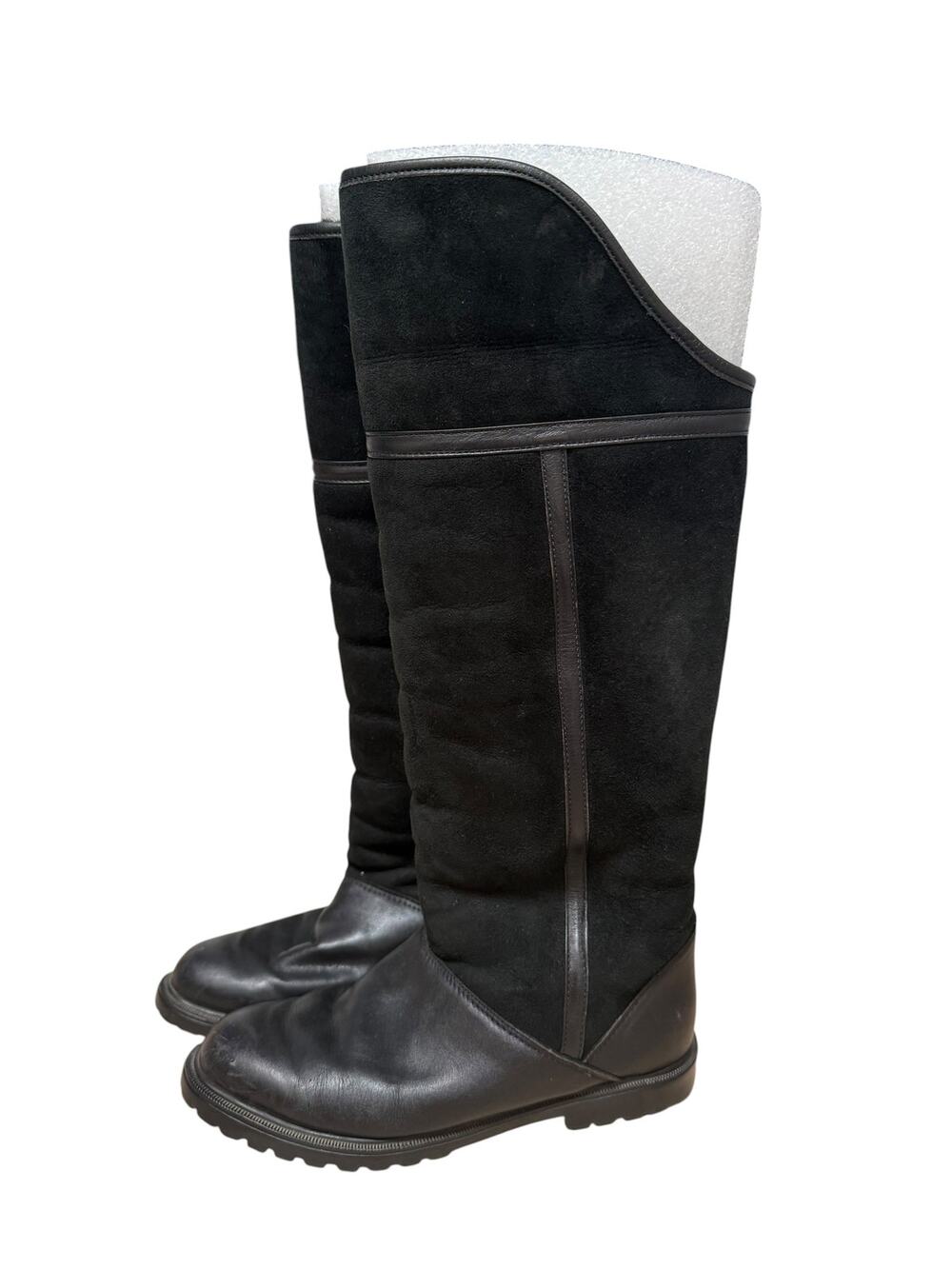 La Canadienne Cats Paw Black Leather Suede Shearling Tall Boots Size Women's 6.5